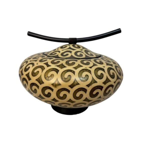 Painted Tobacco Box Ginger Jar Swirls Large 13" wide - Picture 1 of 8